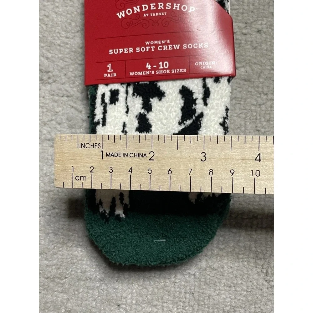 Target Wondershop Crew Sock, Green/White Dalmatian Dog. Size 4/10